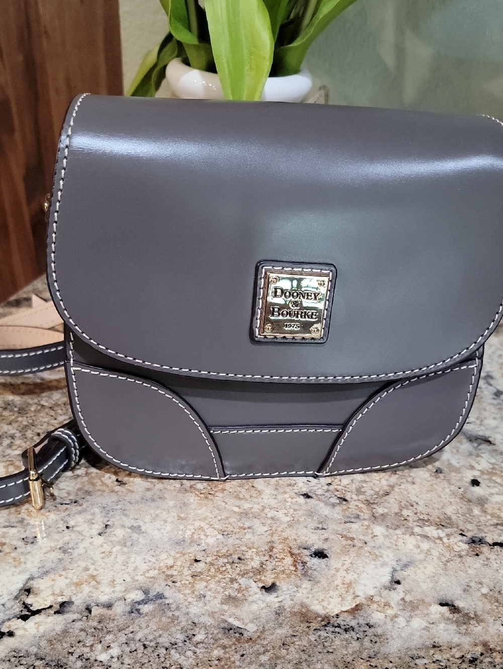 Dooney & Bourke Emerson Smooth Leather Saddle /Crossbody Bag – Taupe - Picture 2 of 10